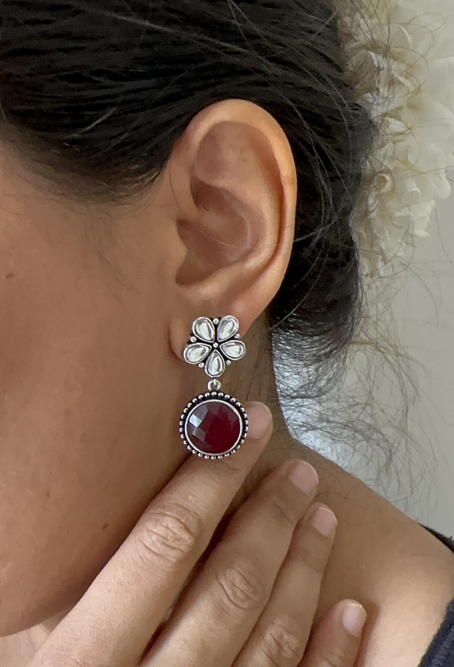 PHOOL Silver Oxidized Earring 2